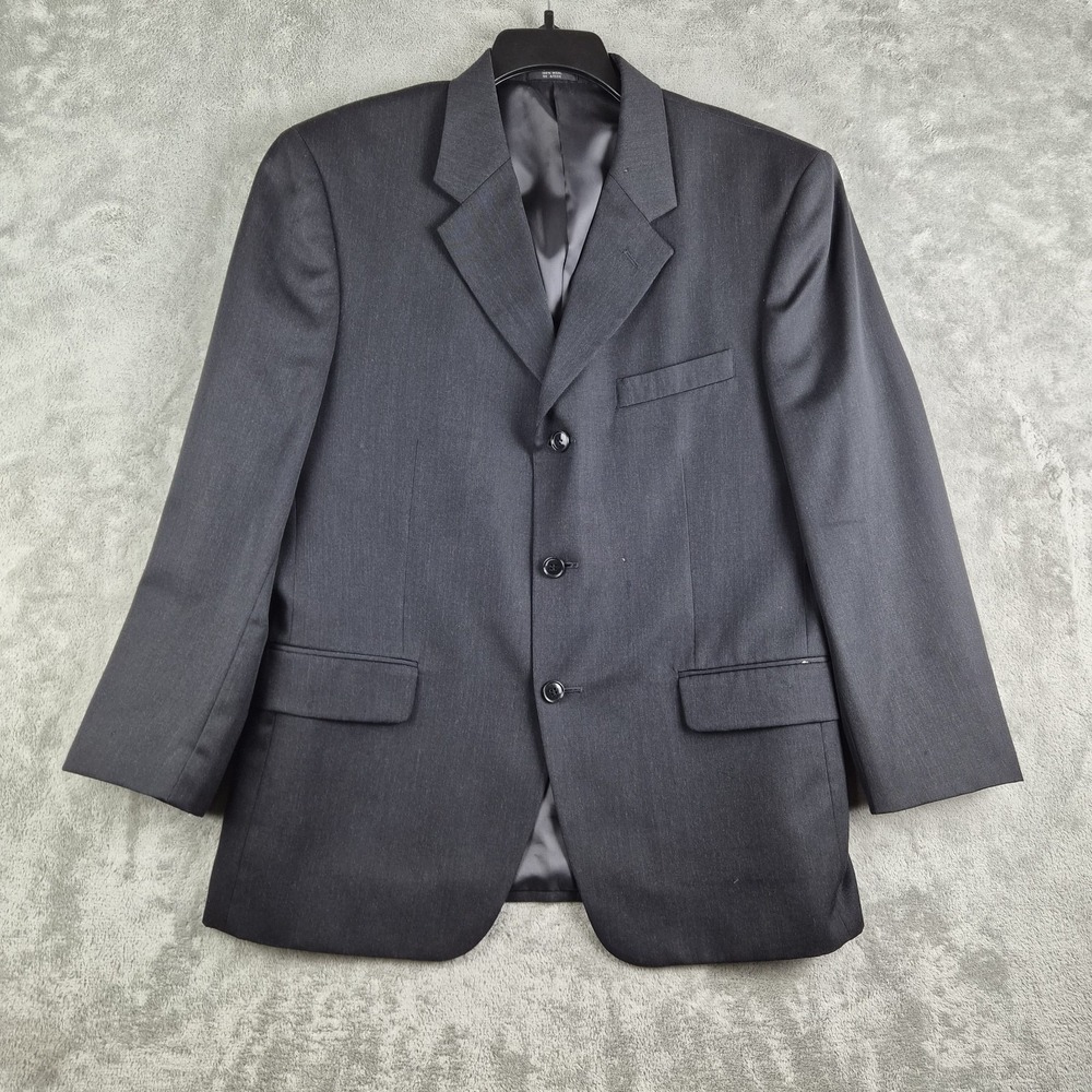 Jones New York JNY Blazer Jacket Men 42S Black Wool 3 Buttons Classic Fit Formal